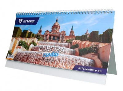 Naptár, asztali, álló, VICTORIA OFFICE "Európa Csodái" (2026 évi)
